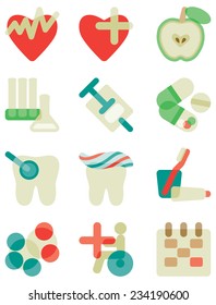 Set  of medicine computer icons. Vector Flat icons set for Web and Mobile Applications 