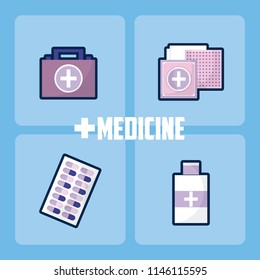 Set of medicine and drugs