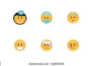 Set of medicine emoticon vector isolated on white background. Emoji vector. Smile icon set. Emoticon icon web.