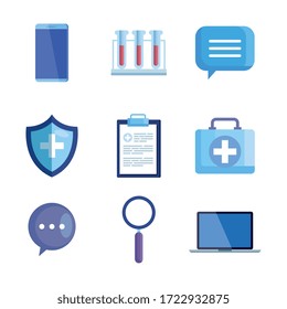 set of medicine equipments icons vector illustration design