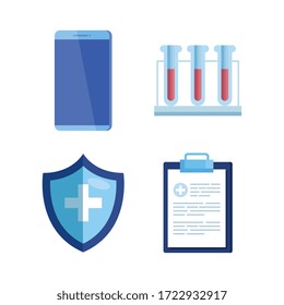 set of medicine equipments icons vector illustration design