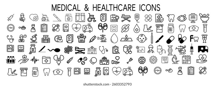 Set Medicine and Health flat icons. Collection health care medical sign icons