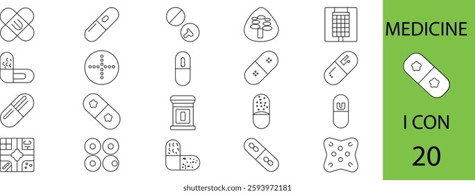 a set of medicine icon vector illustration , The concept of medicine and health. Icon set in flat style isolated on white background .