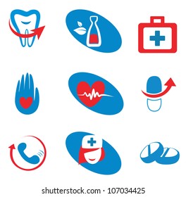 set of medicine icons, isolated vector symbols