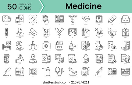 Set of medicine icons. Line art style icons bundle. vector illustration