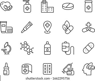 set of medicine icons, pharmacy, drug store, capsule