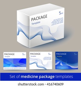 Set Of Medicine Package Design With 3d-template. Package Of Drugs. 100 Vector - Easy To Use. Vector Illustration.