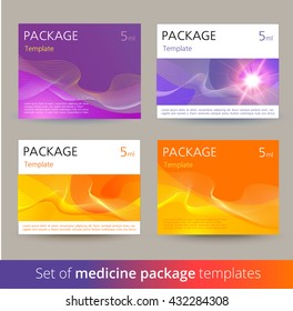 Conjunto de modelos de pacote de medicamentos. Ilustração vetorial.