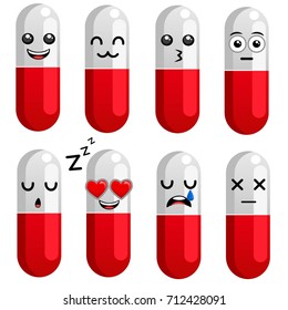 Set of medicine pill emoji set
