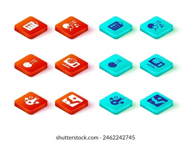 Set Medicine pill, Graph chart infographic, Test tube, Genetic engineering,  and To do list or planning icon. Vector