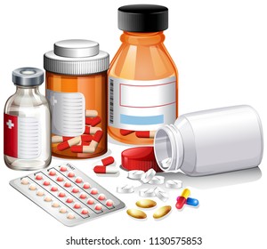 A set of medicine and prescription illustration