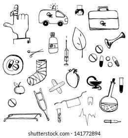 Set medicine. Vector. (Hand-drawn)