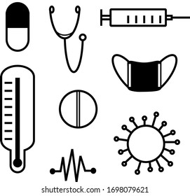 Conjunto de iconos vectoriales de medicina