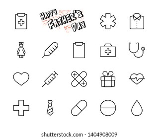 Set of Medicine vector line icons. It contains the first aid kit, nurse, syringe, thermometer, plastic, pills, heart, drop of blood, palpitation and much more. Editable Stroke. 32x32 pixels.