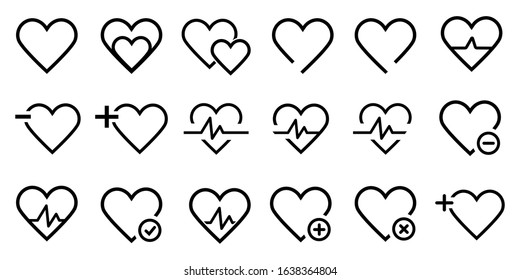 Set of Medicine vector line icons. line It contains the first aid kit, nurse, syringe, thermometer, plastic, pills, heart, drop of blood, palpitation and much more.