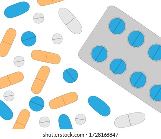 Setzen Sie Arzneimittel Tabletten und Kapseln Vektorgrafik