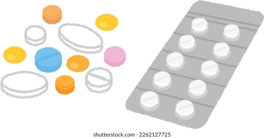 A set of medicines and sheets containing medicines