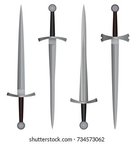 Set of medieval 3d swords.Various blades of swords