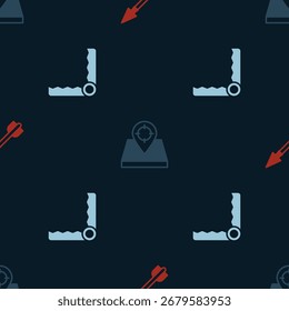Set Medieval arrow, Hunt place and Trap hunting on seamless pattern. Vector