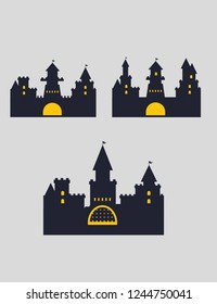 
Set of medieval castles in vectors, with gray background