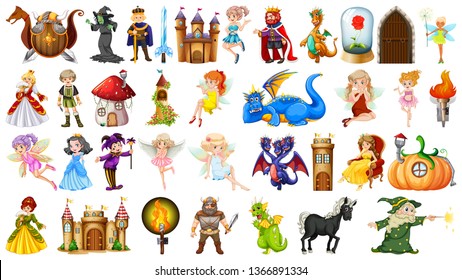 Set of medieval character illustration