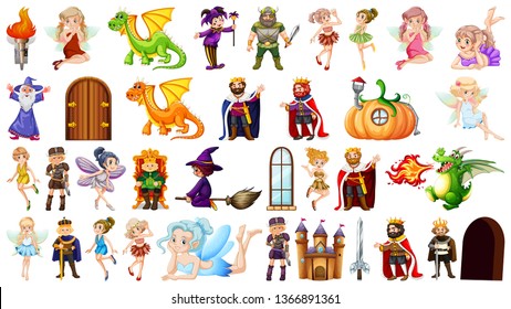 Set of medieval character illustration