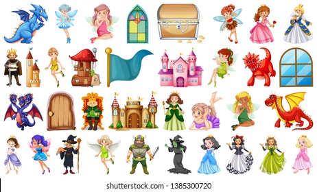 Set of medieval character illustration