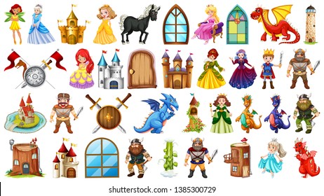 Set of medieval character illustration