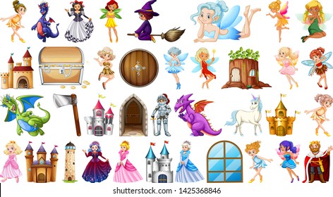 Set of medieval character illustration