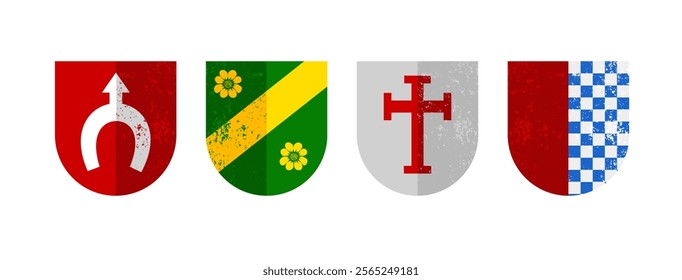 set of medieval coat of arms shields - vector illustration