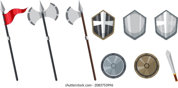 Set von mittelalterlichen historischen Objekten zur Illustration