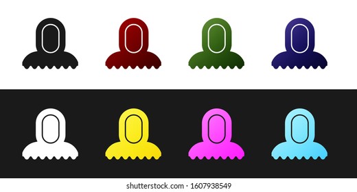 Set Medieval hood icon isolated on black and white background. Hooded sweatshirt.  Vector Illustration