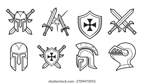 set of medieval icon vector illustration