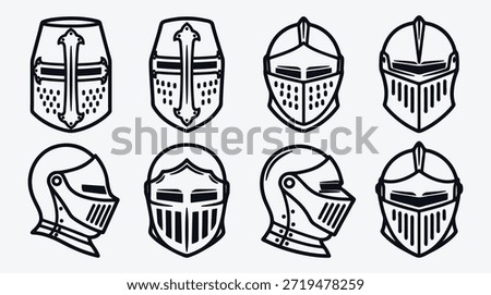 set of medieval knight helmet designs various armor head protection
