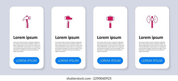Set Medieval poleaxe, Sledgehammer, Hammer and . Business infographic template. Vector