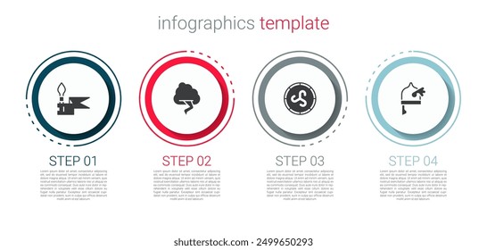 Set mittelalterlichen Speer, Wolke und Blitz, Schild Wikinger und Wikinger Hornhelm. Vorlage für Geschäftsinformationen. Vektorgrafik