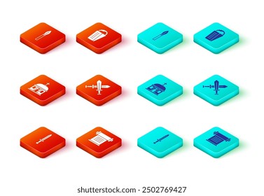 Set mittelalterlichen Schwert, Dekret, Pergament, Schriftrolle, Santorini Gebäude, gekreuzt mittelalterlichen, Gyros Pita griechischen und Speer-Symbol. Vektorgrafik