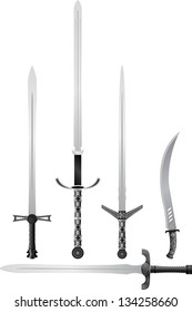 set of medieval swords. vector illustration