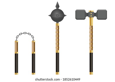 Set of medieval weapons vector illustration