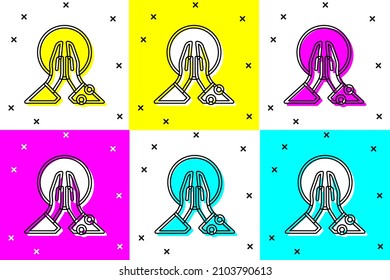 Set Meditation icon isolated on color background.  Vector