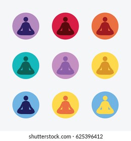 Set of meditation icons in vibrant colors in vector format