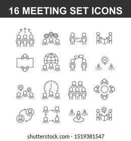 set of meeting icons on white background. Icon for business