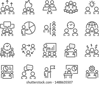 set of meeting icons, people, teamwork, discussion
