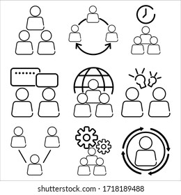 set of meeting icons, such as group, team, illrustrator vector icons set.