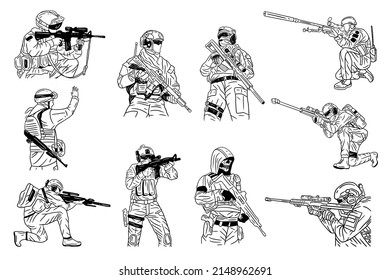 Set Mega Collection Armee Militär Truppen Schlange stoppen die War Line Art Illustration