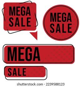 Set mega sale banner ribbon, with red color on the object. Perfect to use for promotional activities, especially online sales, social media or offline