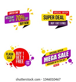 set of Mega sale promotion banner modern template.Vector design 