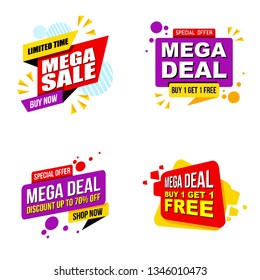 set of Mega sale promotion banner modern template.Vector design 