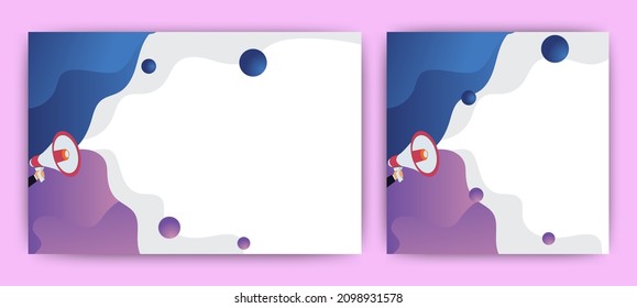 Set of Megaphone announcement banner design blank no text. Flyer marketing banner template for business. Vector EPS 10