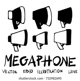 Set of Megaphone doodle illustration Hand drawn Sketch line vector
